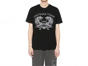 Onitsuka Tiger Graphic Tee Kleidung Damen Schwarz | XR8407395