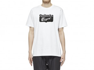 Onitsuka Tiger Logo Tee Kleidung Herren Weiß Schwarz | IQ8304562