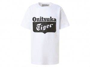 Onitsuka Tiger Logo Tee Oberteile Kinder Weiß Schwarz | QS0527438