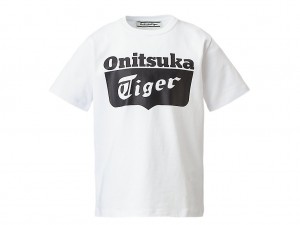 Onitsuka Tiger Logo Tee Oberteile Kinder Weiß Schwarz | HO2130598