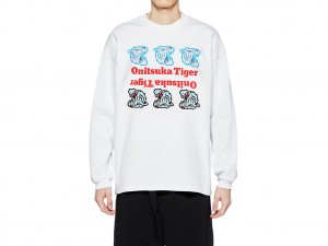 Onitsuka Tiger Ls Graphic Tee Kleidung Damen Weiß | NU4731069