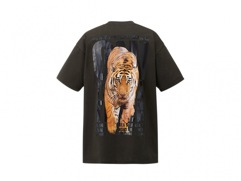 Onitsuka Tiger Graphic Tee Kleidung Damen Dunkelgrau | EV2394158