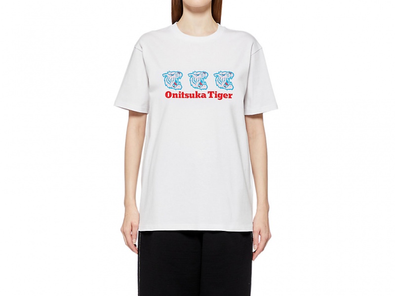 Onitsuka Tiger Graphic Tee Kleidung Damen Weiß | BD4168205