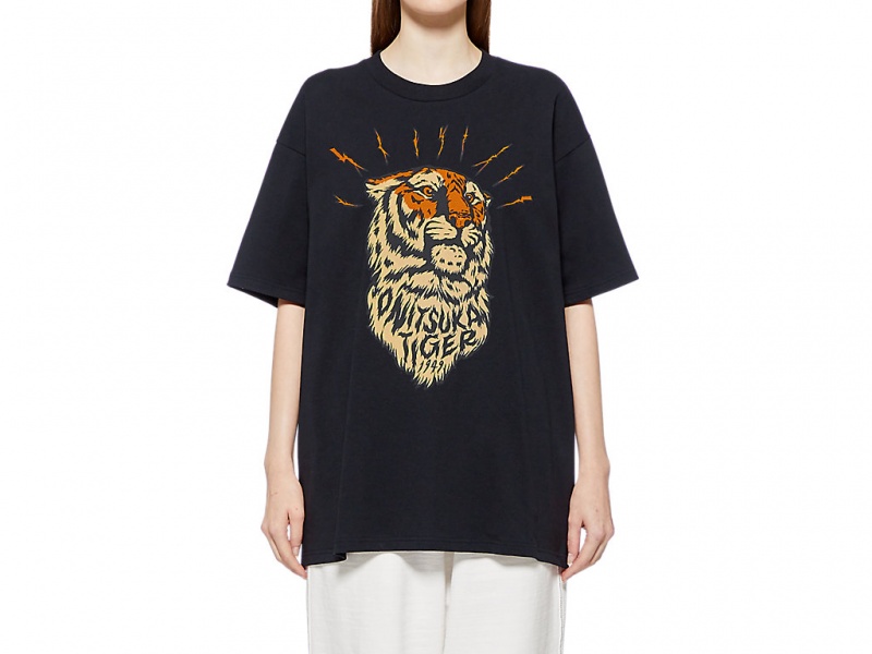 Onitsuka Tiger Graphic Tee Kleidung Damen Schwarz | ZA2938705