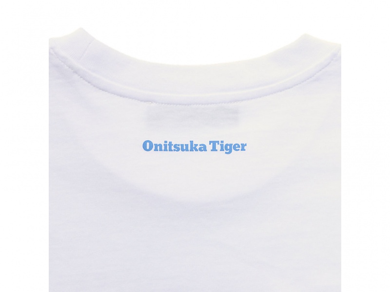 Onitsuka Tiger Graphic Tee Kleidung Damen Weiß Blau | XU8491236