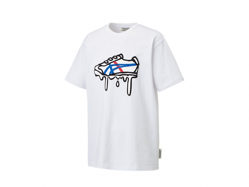 Onitsuka Tiger Graphic Tee Kleidung Damen Weiß | CA9387245