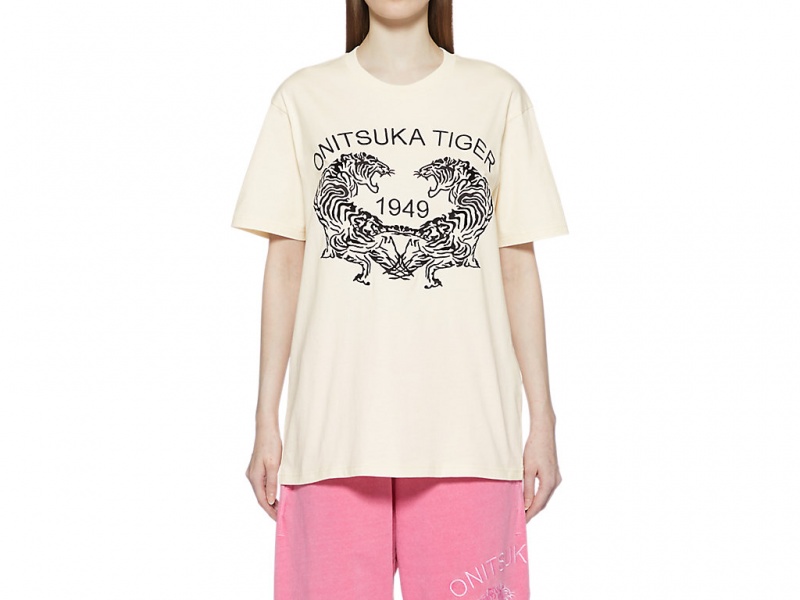 Onitsuka Tiger Graphic Tee Kleidung Damen Weiß | XI3862574