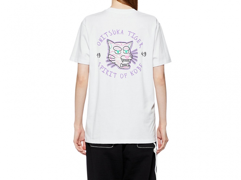 Onitsuka Tiger Graphic Tee Kleidung Damen Weiß | FZ7460319