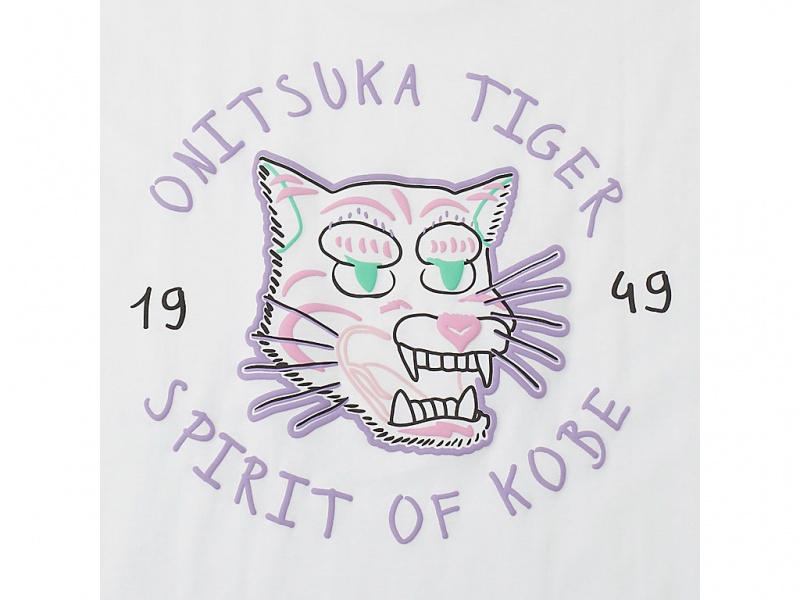 Onitsuka Tiger Graphic Tee Kleidung Damen Weiß | FZ7460319