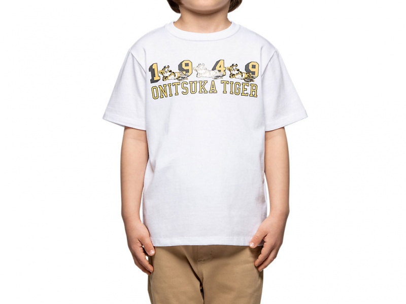 Onitsuka Tiger Graphic Tee Oberteile Kinder Weiß | NA5402971