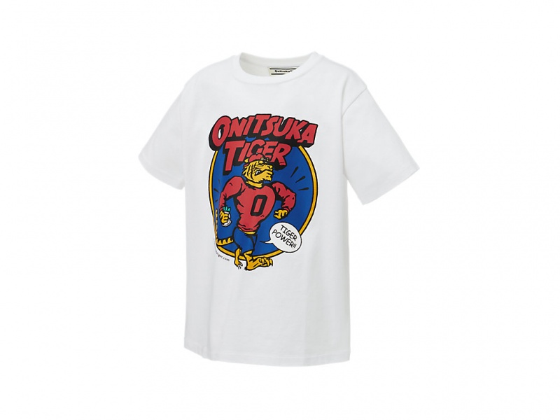 Onitsuka Tiger Graphic Tee Oberteile Kinder Weiß | RW0183594