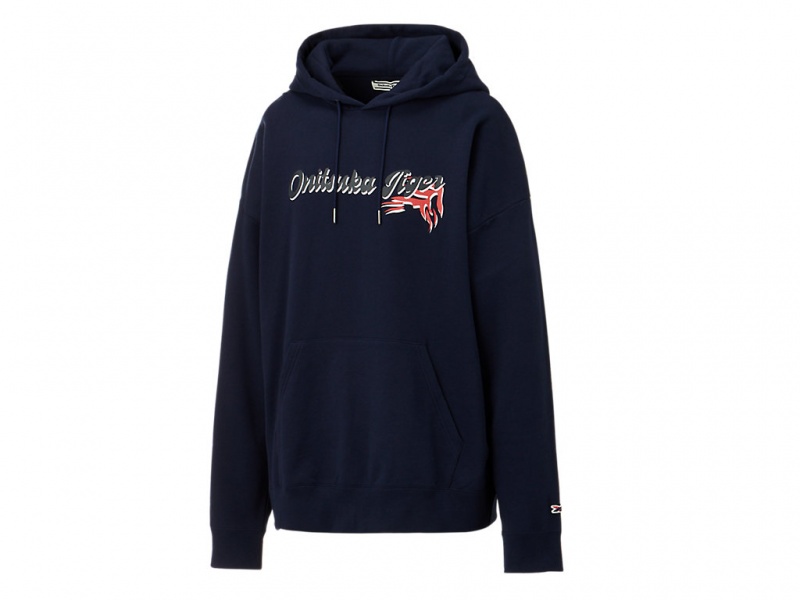 Onitsuka Tiger Hoodie Top Kleidung Damen Dunkelnavy | NA8670549