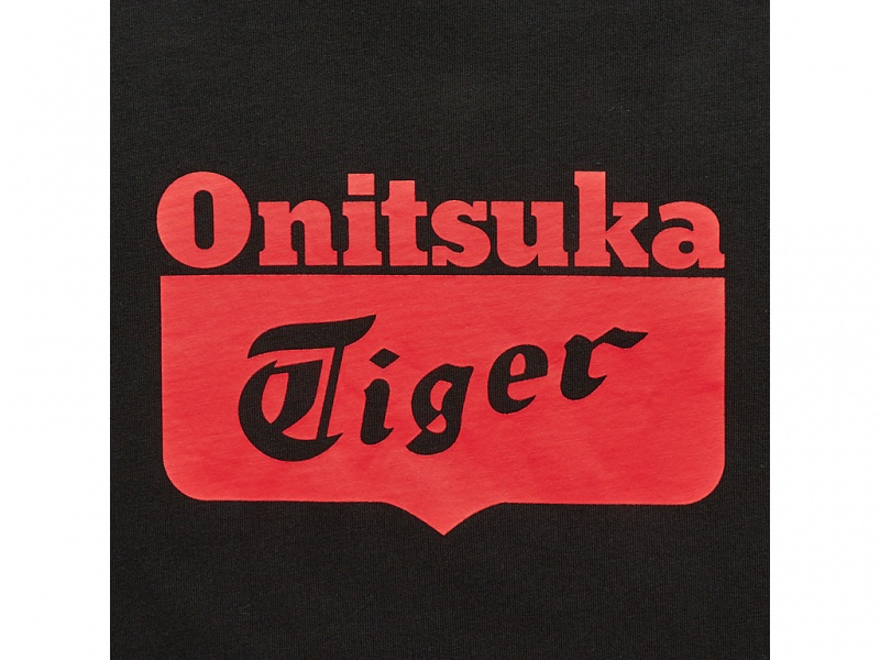 Onitsuka Tiger Logo Tee Kleidung Damen Schwarz Rot | WY6574280