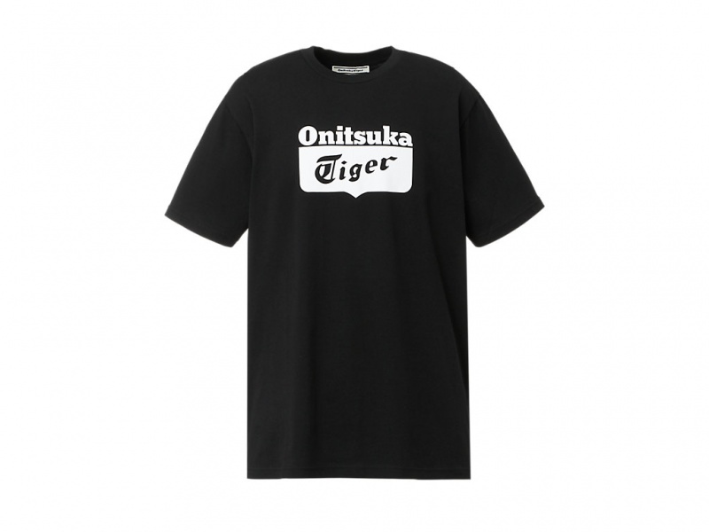 Onitsuka Tiger Logo Tee Kleidung Damen Schwarz Weiß | XO2501634