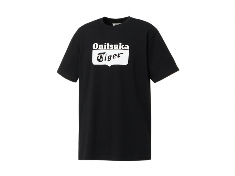 Onitsuka Tiger Logo Tee Kleidung Damen Schwarz Weiß | XO2501634