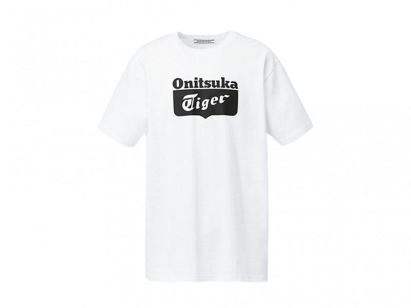 Onitsuka Tiger Logo Tee Kleidung Damen Weiß Schwarz | JL3780241