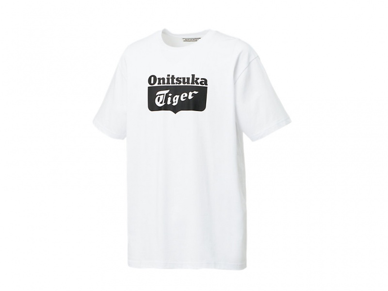 Onitsuka Tiger Logo Tee Kleidung Damen Weiß Schwarz | JL3780241