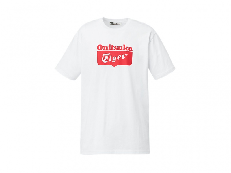 Onitsuka Tiger Logo Tee Kleidung Damen Weiß Rot | AX2709538