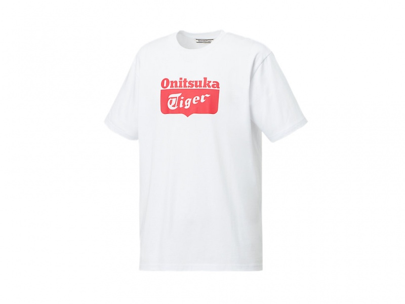 Onitsuka Tiger Logo Tee Kleidung Herren Weiß Rot | RG8542096