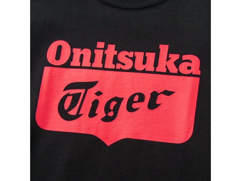 Onitsuka Tiger Logo Tee Oberteile Kinder Schwarz Rot | HK3045129