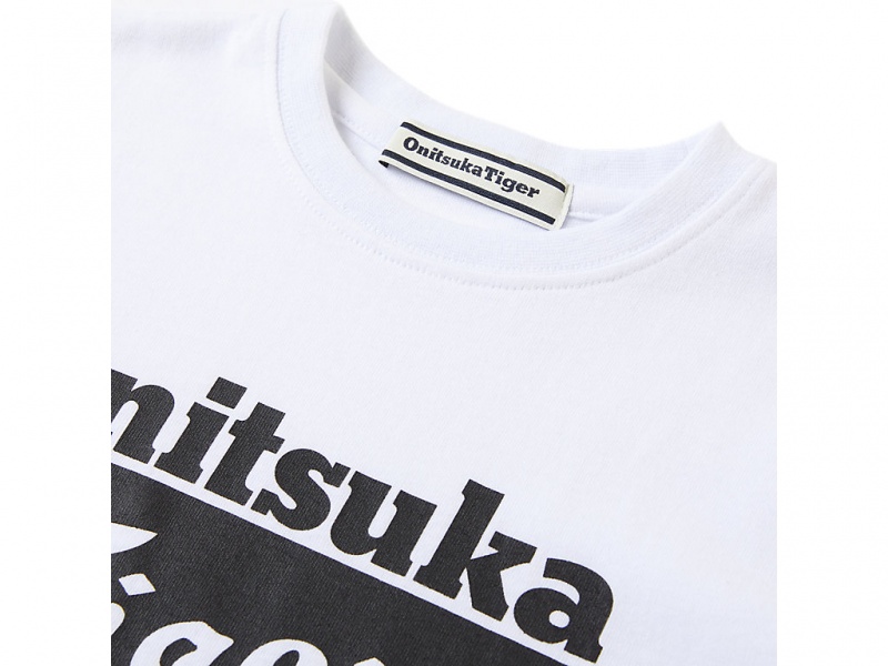 Onitsuka Tiger Logo Tee Oberteile Kinder Weiß Schwarz | QS0527438