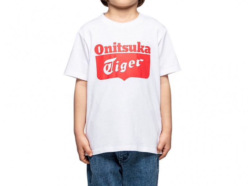 Onitsuka Tiger Logo Tee Oberteile Kinder Weiß Rot | GI2065948