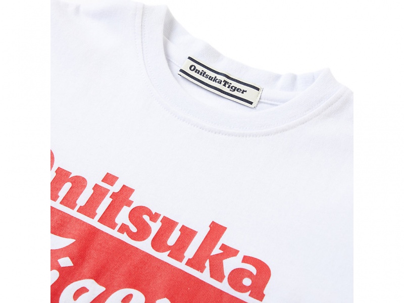 Onitsuka Tiger Logo Tee Oberteile Kinder Weiß Rot | GI2065948