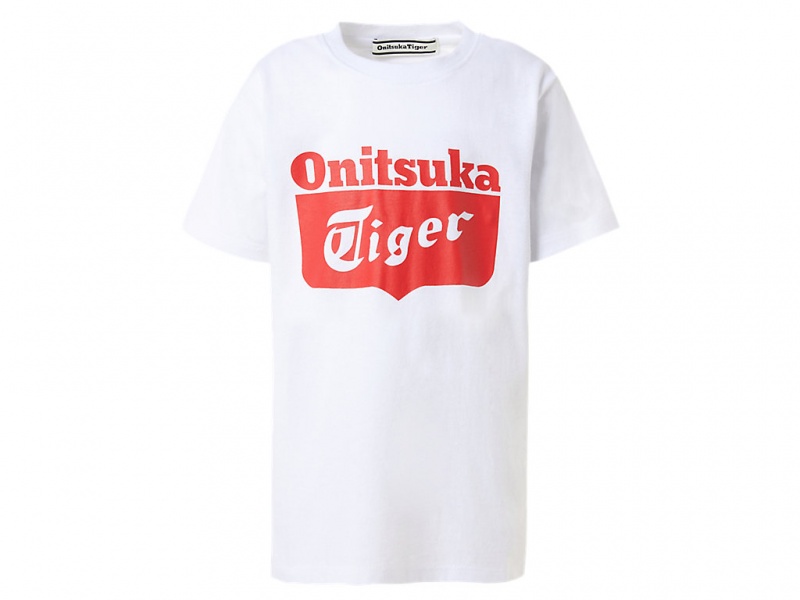 Onitsuka Tiger Logo Tee Oberteile Kinder Weiß Rot | GI2065948