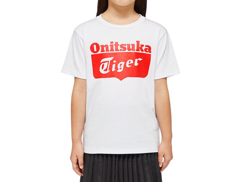 Onitsuka Tiger Logo Tee Oberteile Kinder Weiß Rot | OG2468910