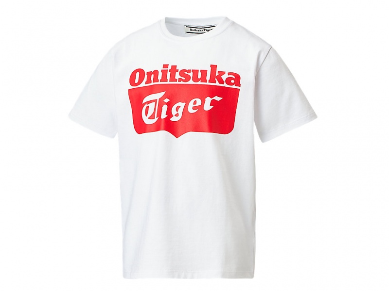 Onitsuka Tiger Logo Tee Oberteile Kinder Weiß Rot | OG2468910