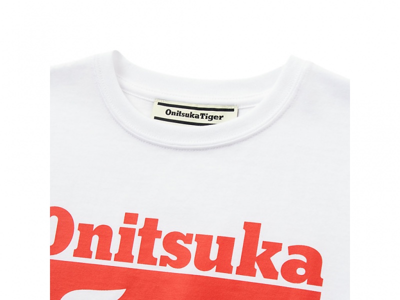 Onitsuka Tiger Logo Tee Oberteile Kinder Weiß Rot | OG2468910