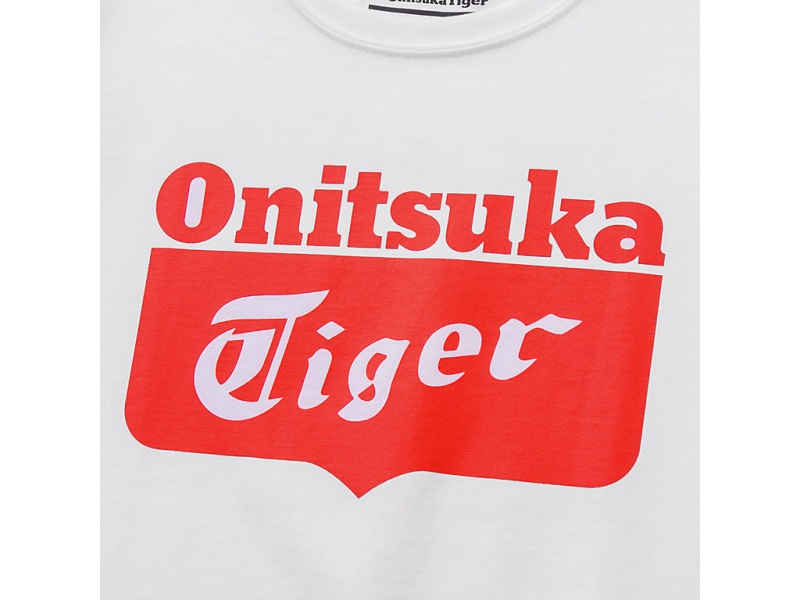 Onitsuka Tiger Logo Tee Oberteile Kinder Weiß Rot | OG2468910