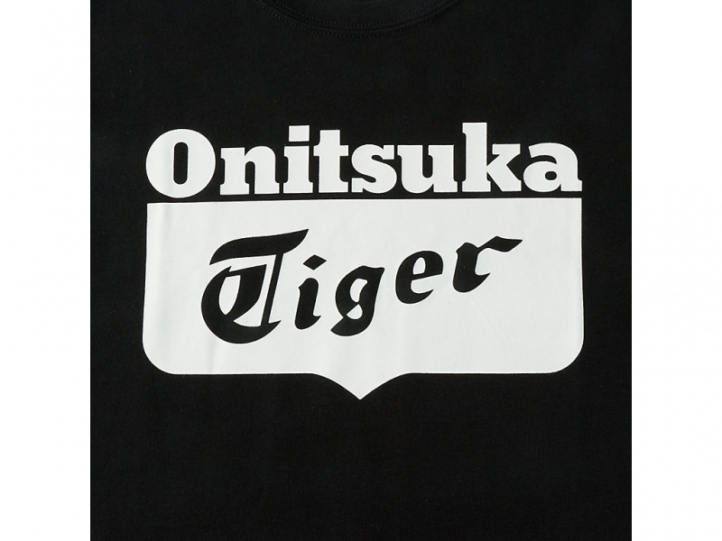 Onitsuka Tiger Logo Tee Oberteile Kinder Schwarz Weiß | EI6013859