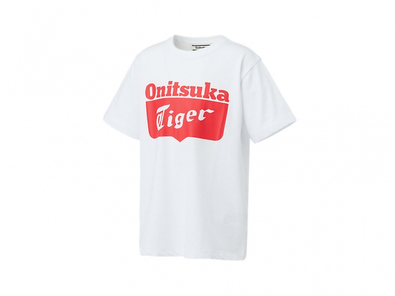 Onitsuka Tiger Logo Tee Oberteile Kinder Weiß Rot | HY0941583