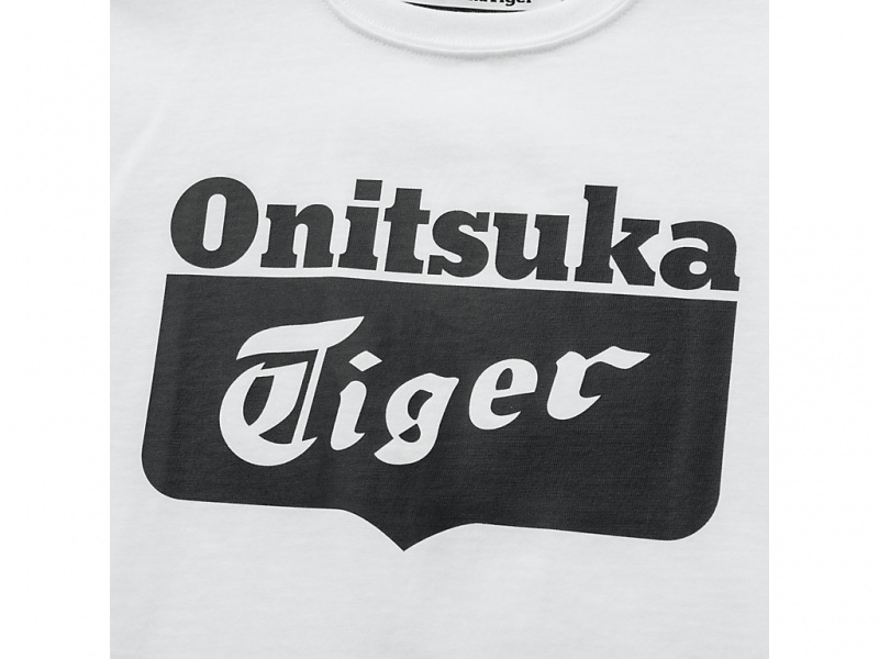 Onitsuka Tiger Logo Tee Oberteile Kinder Weiß Schwarz | HO2130598