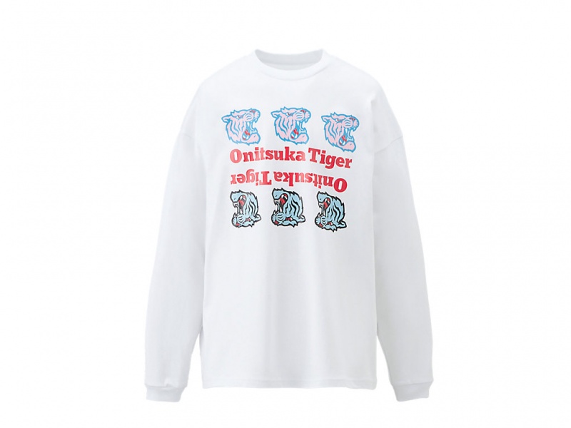 Onitsuka Tiger Ls Graphic Tee Kleidung Damen Weiß | NU4731069