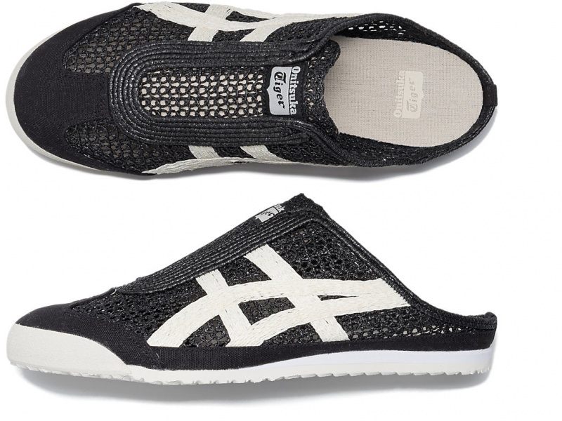 Onitsuka Tiger Mexico 66 Sabot Schuhe Damen Schwarz Weiß | ID4973281