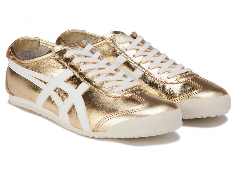 Onitsuka Tiger Mexico 66 Schuhe Damen Gold Weiß | GB1483056