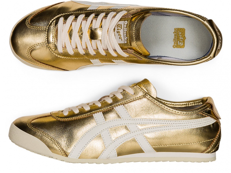 Onitsuka Tiger Mexico 66 Schuhe Damen Gold Weiß | GB1483056