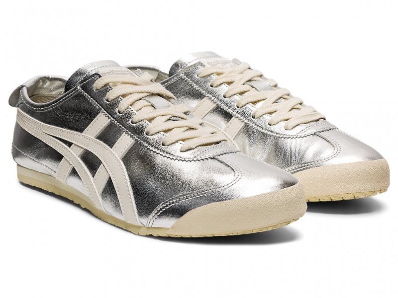 Onitsuka Tiger Mexico 66 Schuhe Damen Silber Weiß | LJ2170396