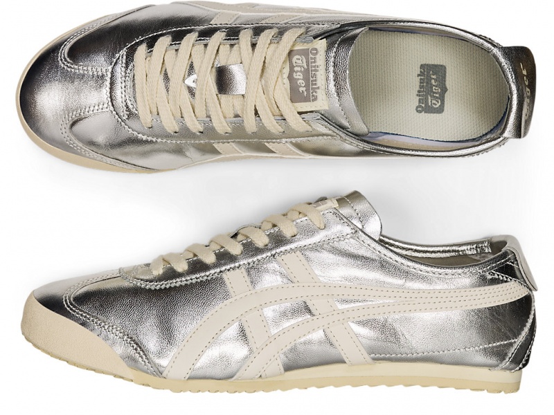 Onitsuka Tiger Mexico 66 Schuhe Damen Silber Weiß | LJ2170396