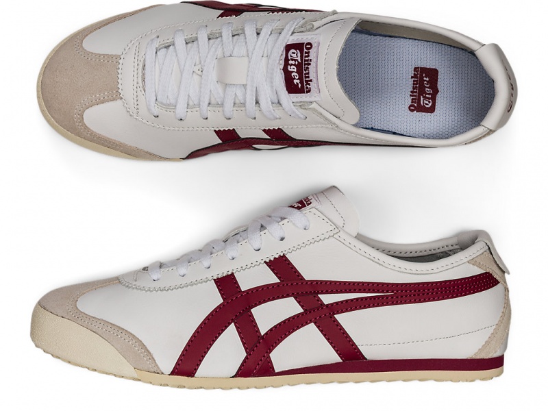 Onitsuka Tiger Mexico 66 Schuhe Damen Weiß Bordeaux | HP9423601