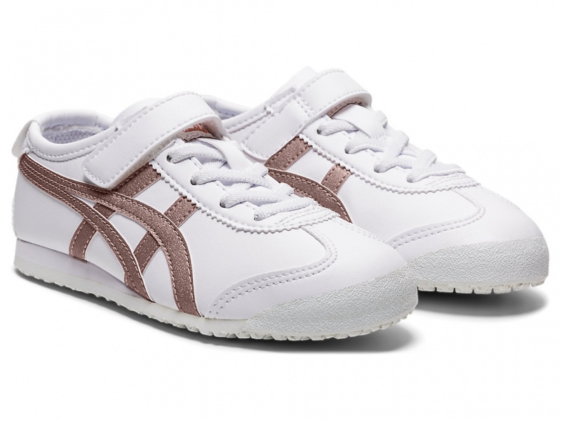 Onitsuka Tiger Mexico 66 Schuhe Kinder Weiß Rosa Gold | NV4671238