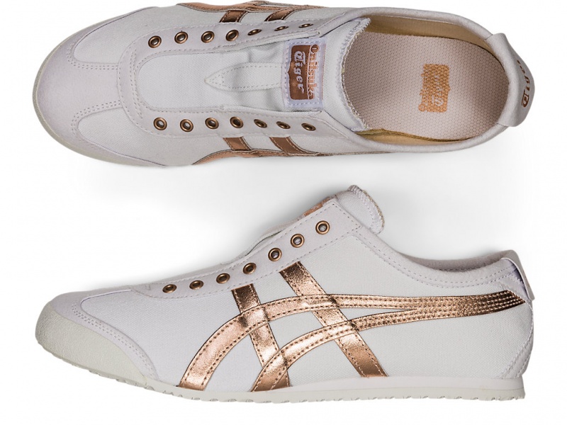 Onitsuka Tiger Mexico 66 Slip On Schuhe Damen Weiß Rosa Gold | LR1963254