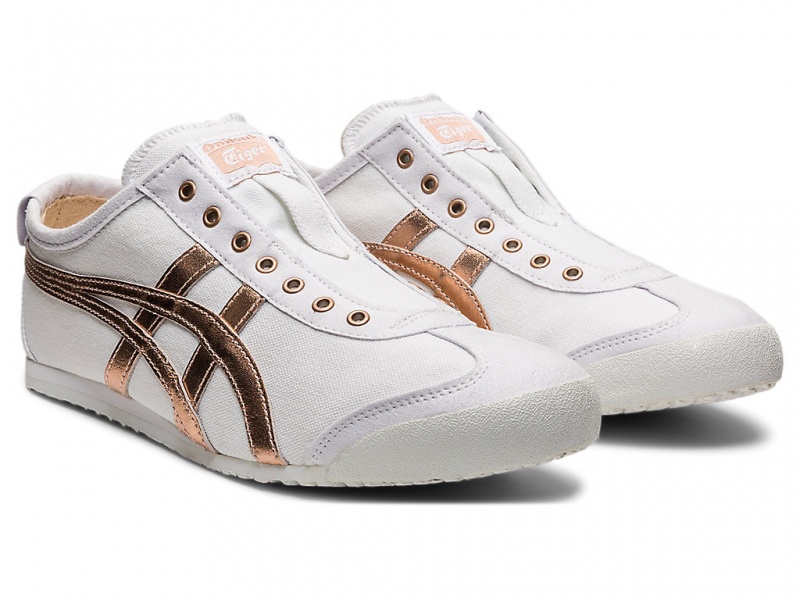 Onitsuka Tiger Mexico 66 Slip On Schuhe Damen Weiß Rosa Gold | LR1963254