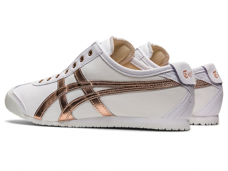 Onitsuka Tiger Mexico 66 Slip On Schuhe Damen Weiß Rosa Gold | LR1963254