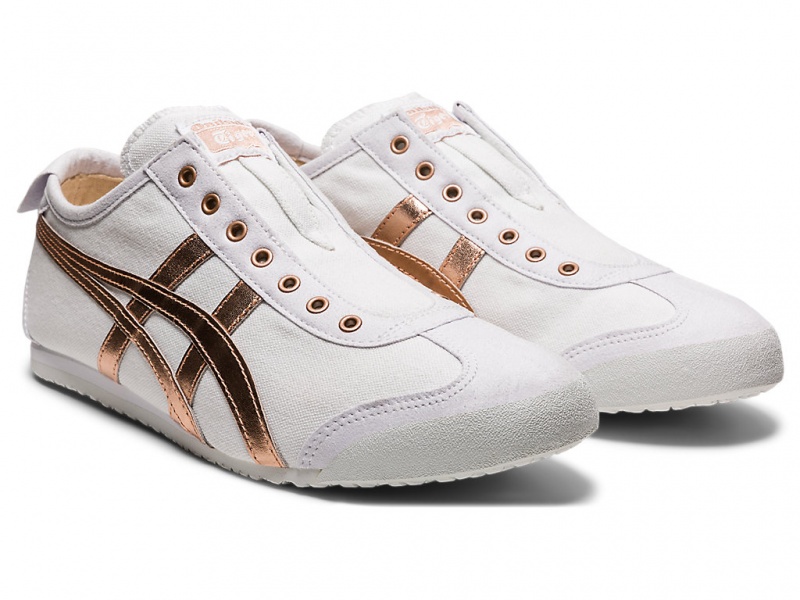 Onitsuka Tiger Mexico 66 Slip On Schuhe Herren Weiß Rosa Gold | UV8632051