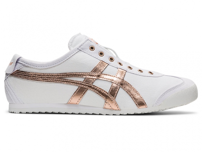 Onitsuka Tiger Mexico 66 Slip On Schuhe Herren Weiß Rosa Gold | UV8632051