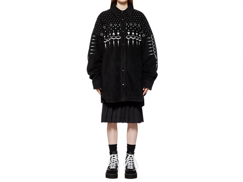 Onitsuka Tiger Oversized Shirt Kleidung Damen Schwarz Weiß | YR2895473