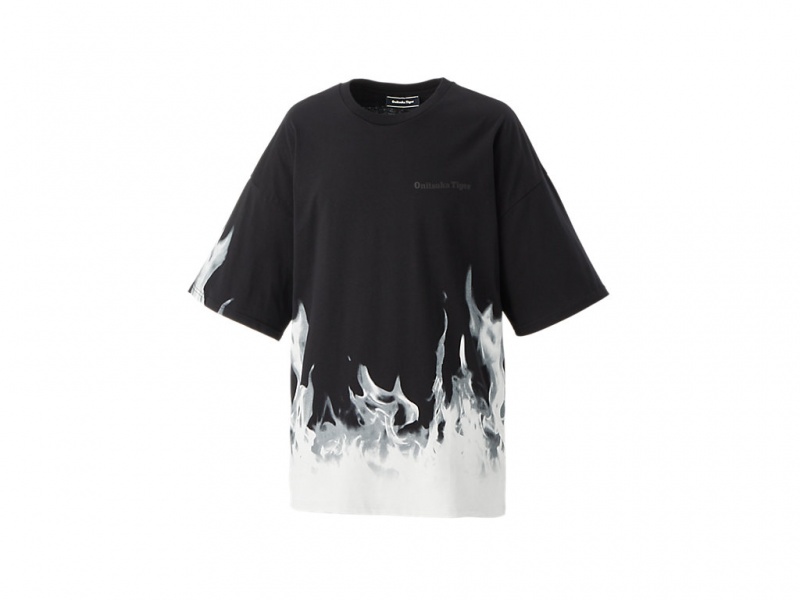 Onitsuka Tiger Ss Graphic Tee Kleidung Damen Schwarz Weiß | CL5268371